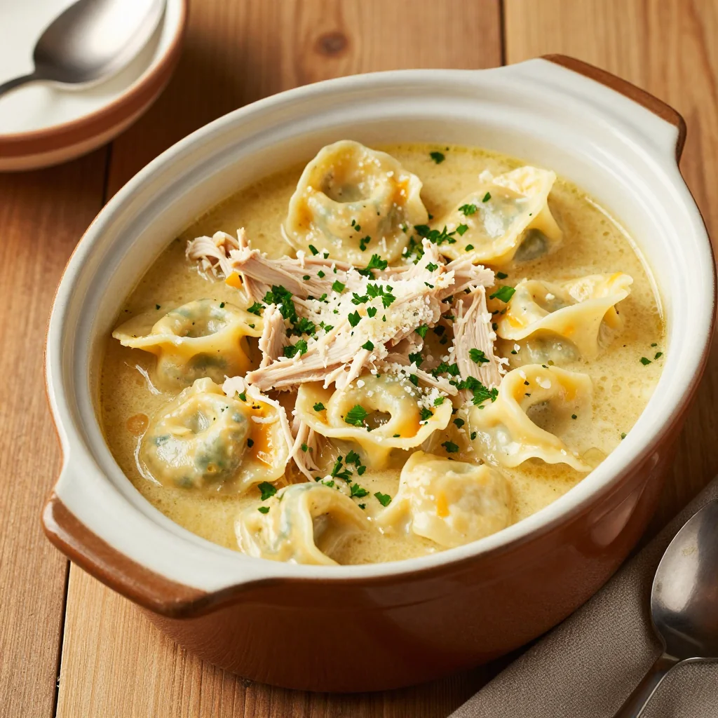 Cozy Slow Cooker Creamy Chicken Tortellini Soup NFL Playoffs