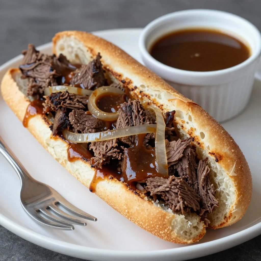 Slow Cooker French Dip Sandwiches for January Lunches