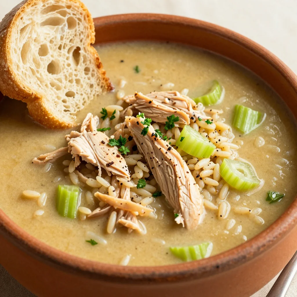 Winter Comfort Chicken and Wild Rice Soup with Celery