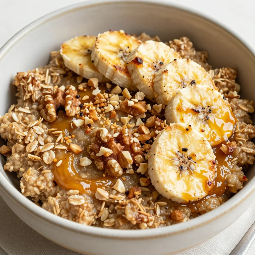 Healthy Baked Oatmeal with Banana and Walnuts for Warmth