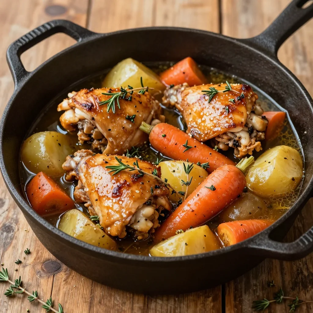 cozy onepot chicken and winter vegetable casserole with herbs
