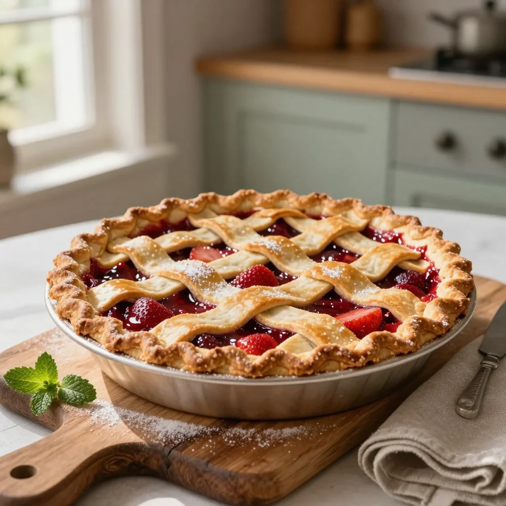 Strawberry Rhubarb Pie with Lattice