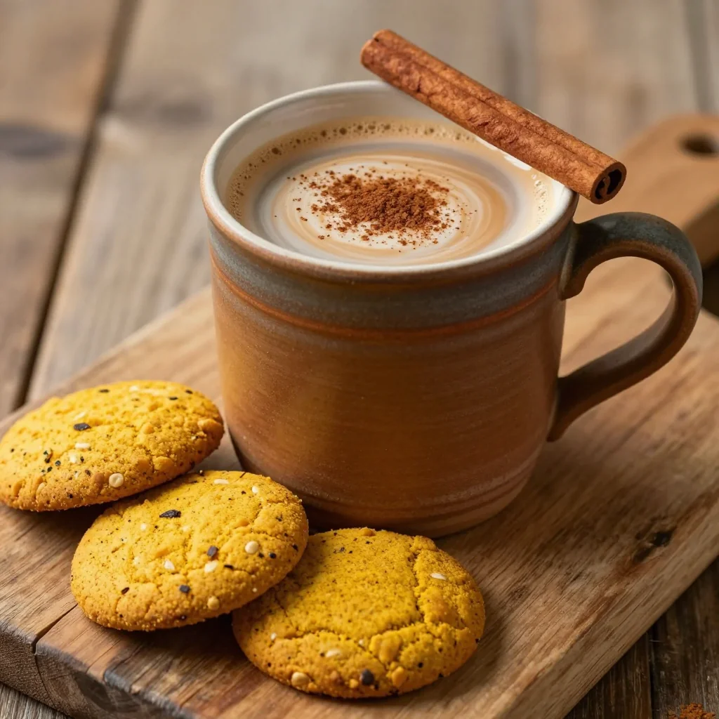 Warm Spiced Chai with Oat Milk for Vegan Breakfast