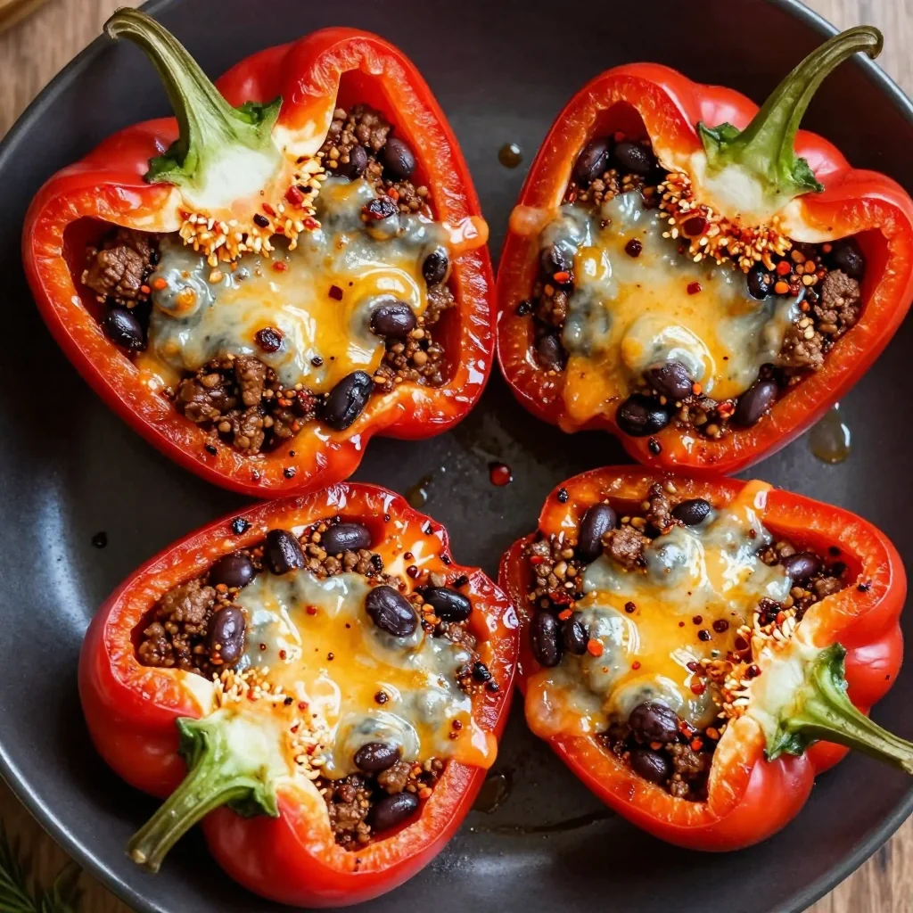 Spicy Black Bean Stuffed Peppers for Low-Carb Dinner