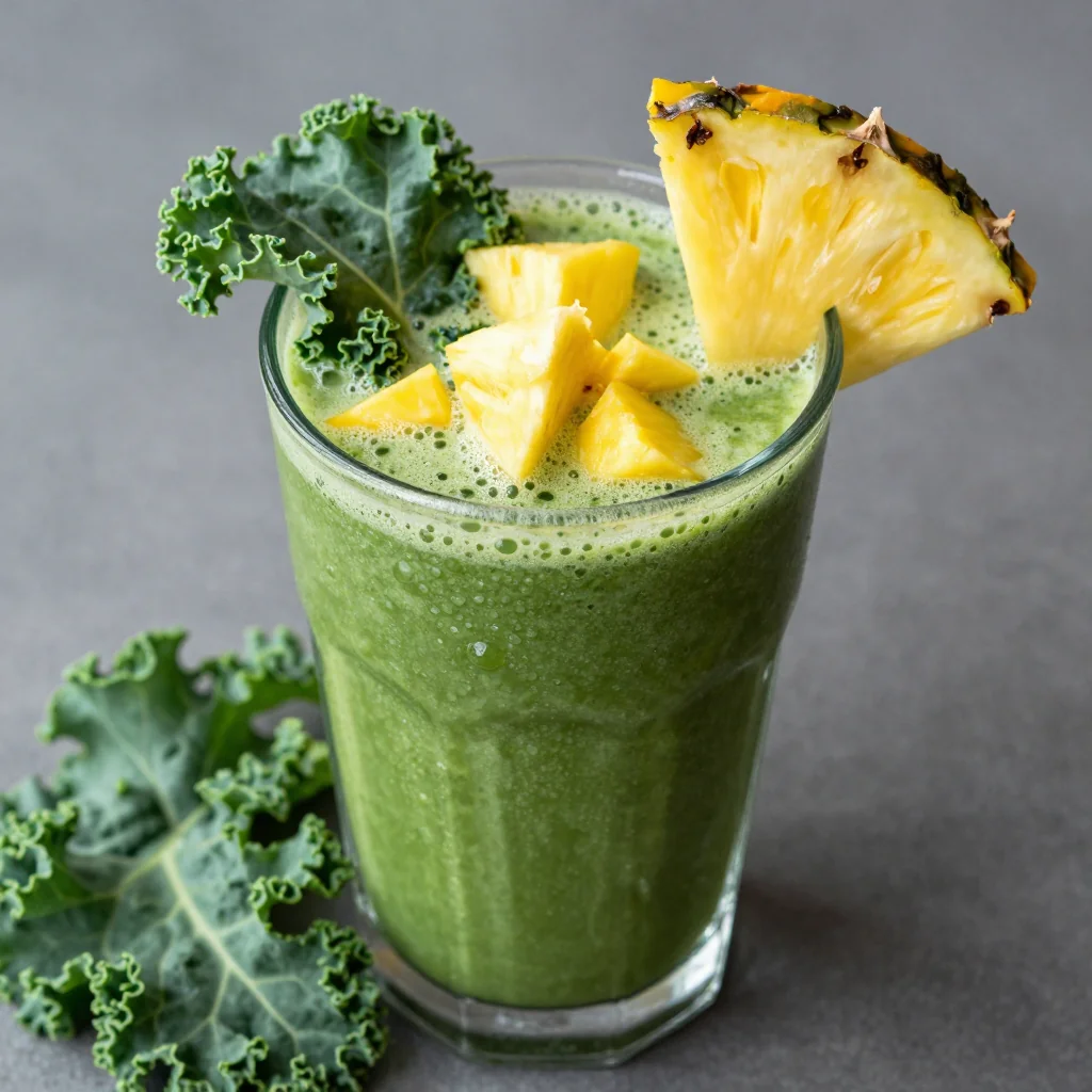 Detox Green Smoothie with Pineapple and Kale for a Cleanse