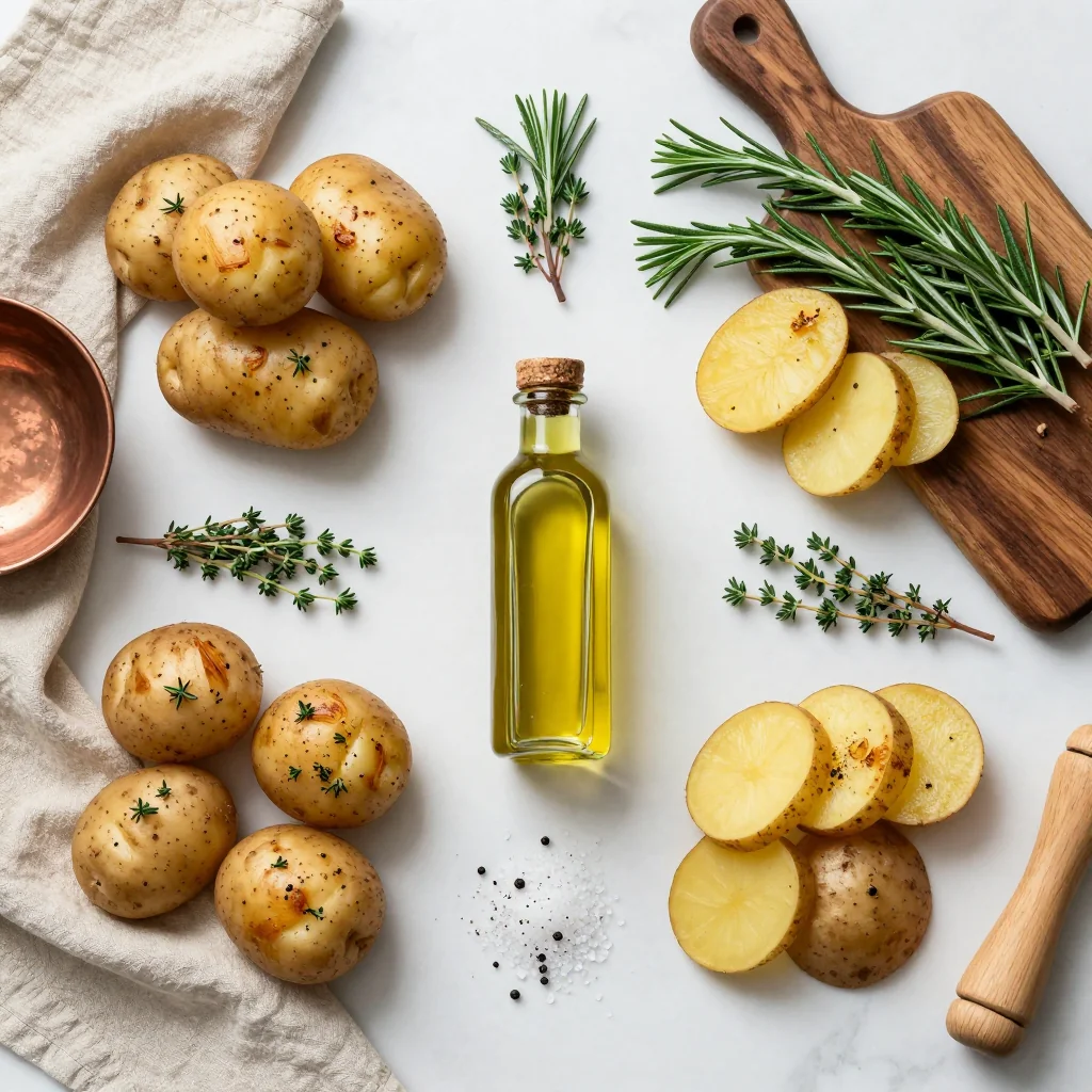 All ingredients for Roasted Potatoes with Rosemary and Thyme
