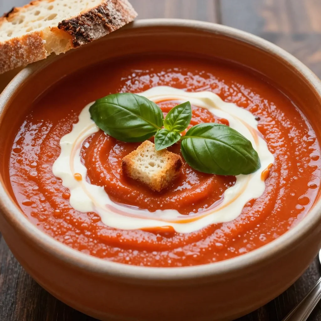 Creamy Tomato and Basil Soup for a Winter Lunch