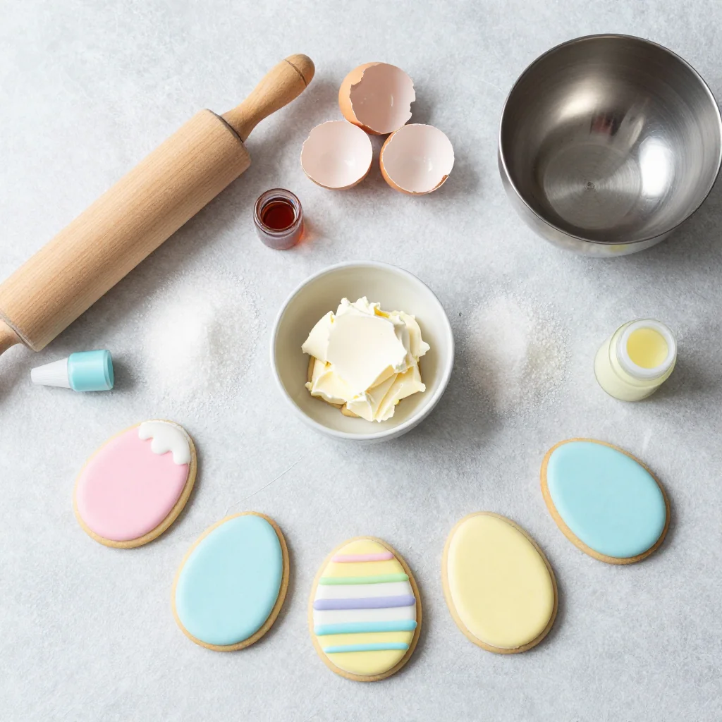 All ingredients for Easter Egg Sugar Cookies with Royal Icing