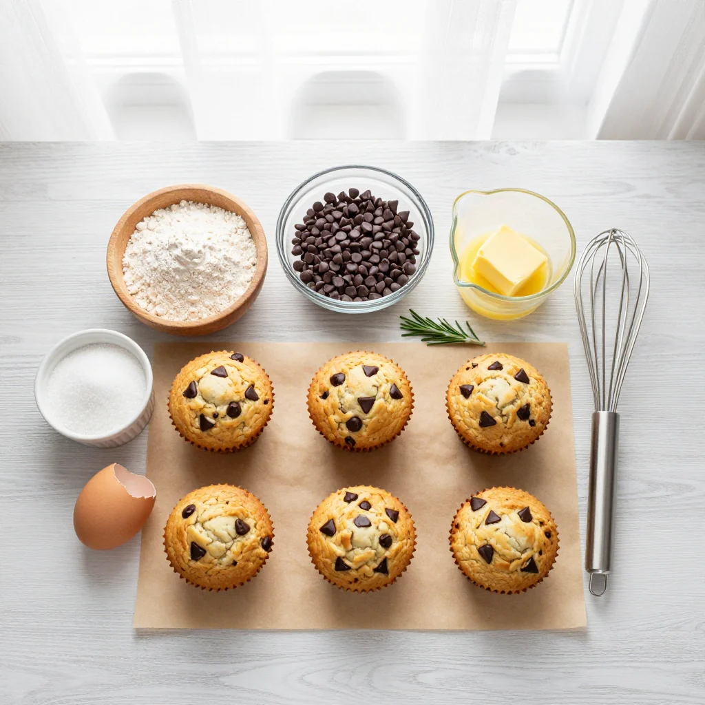 All ingredients for Chocolate Chip Muffins Bakery Style Jumbo