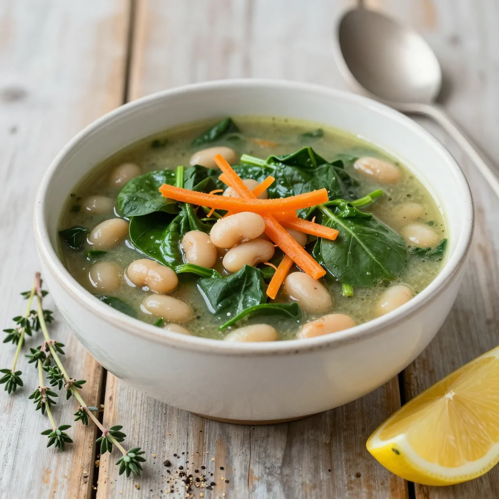 lowcalorie spinach and white bean soup for new year clean eating