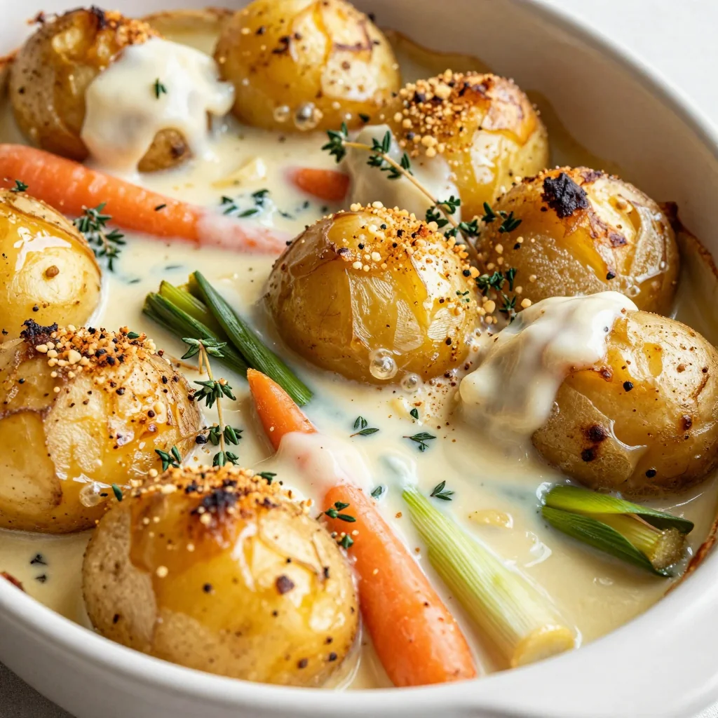 creamy garlic and herb winter vegetable gratin for cozy family meals