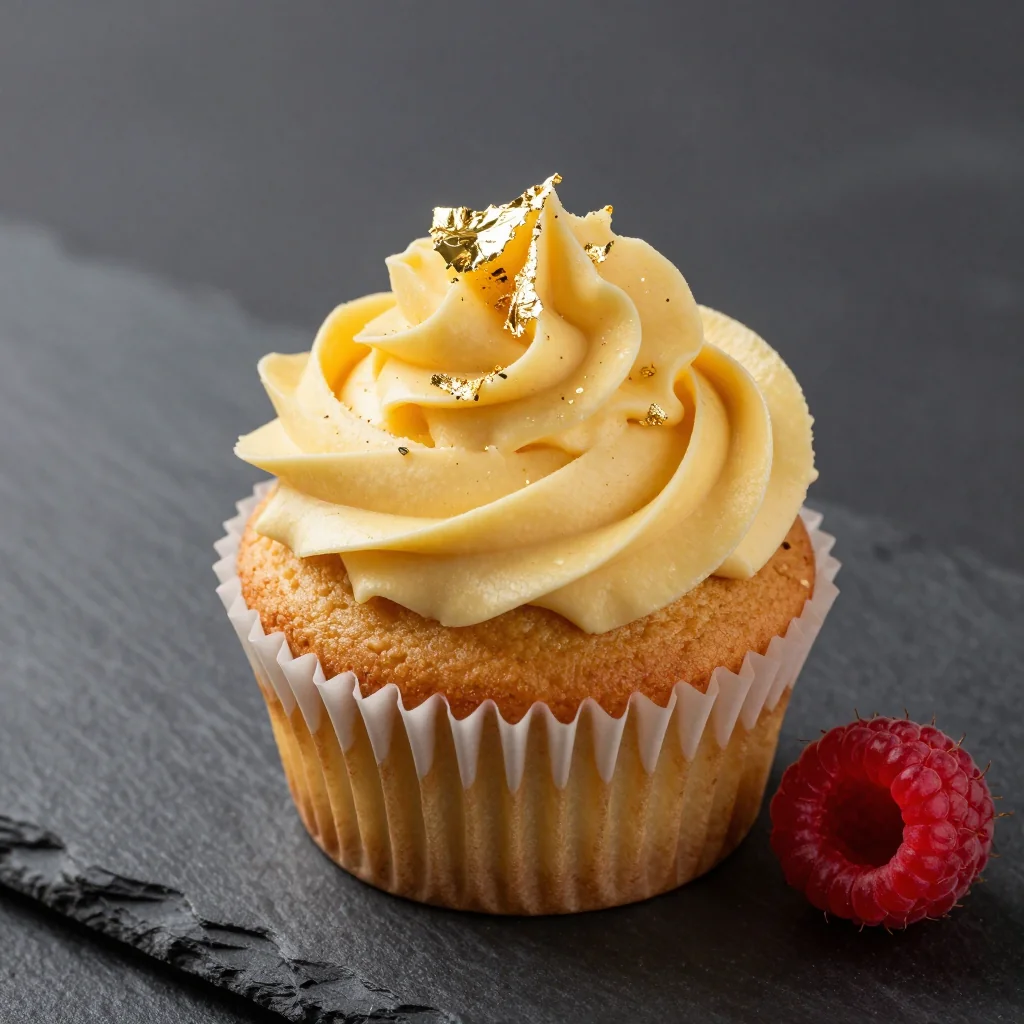 New Year's Day Lucky Gold Cupcakes With Edible Gold Leaf Topping