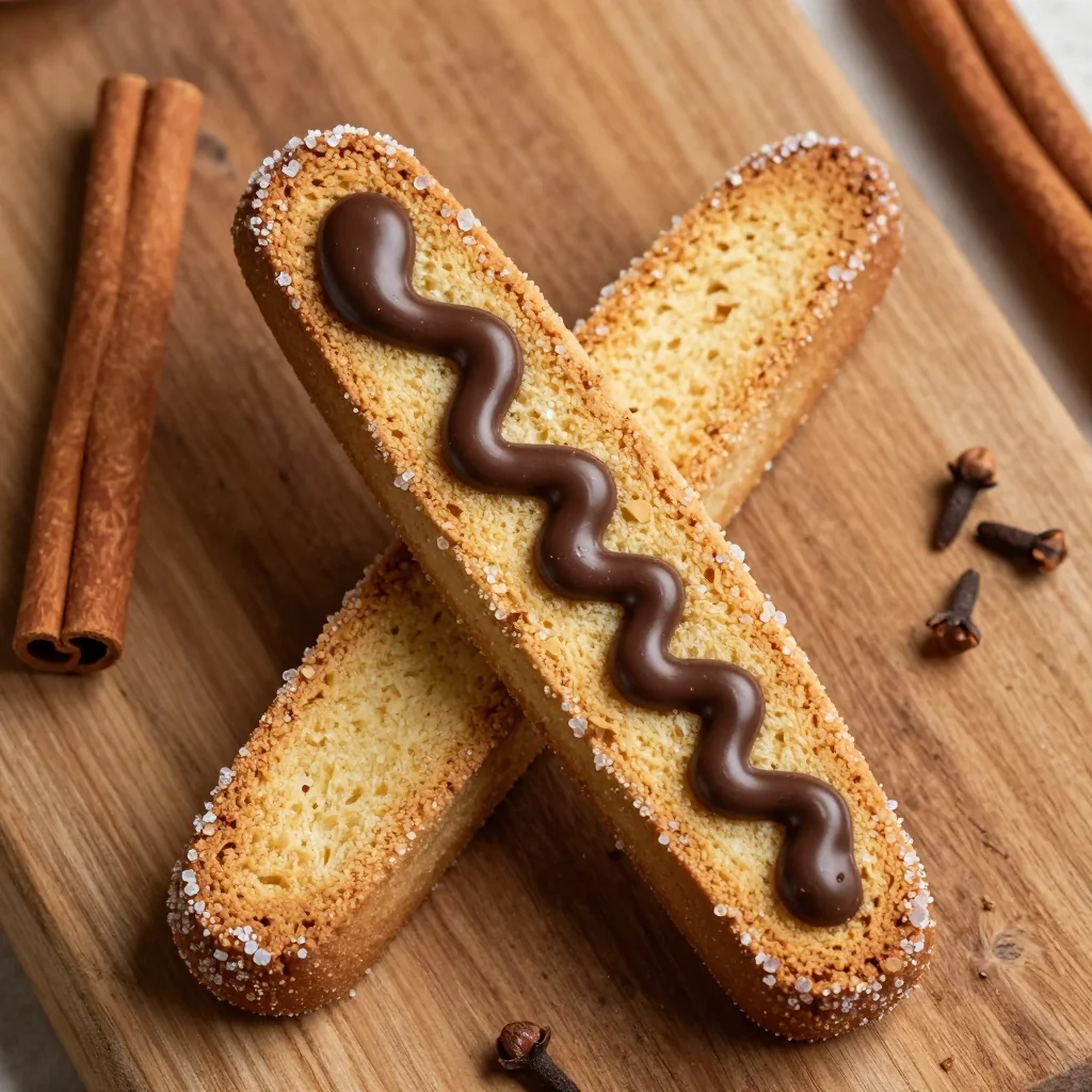 soft gingerbread biscotti with dark chocolate drizzle for holiday treats