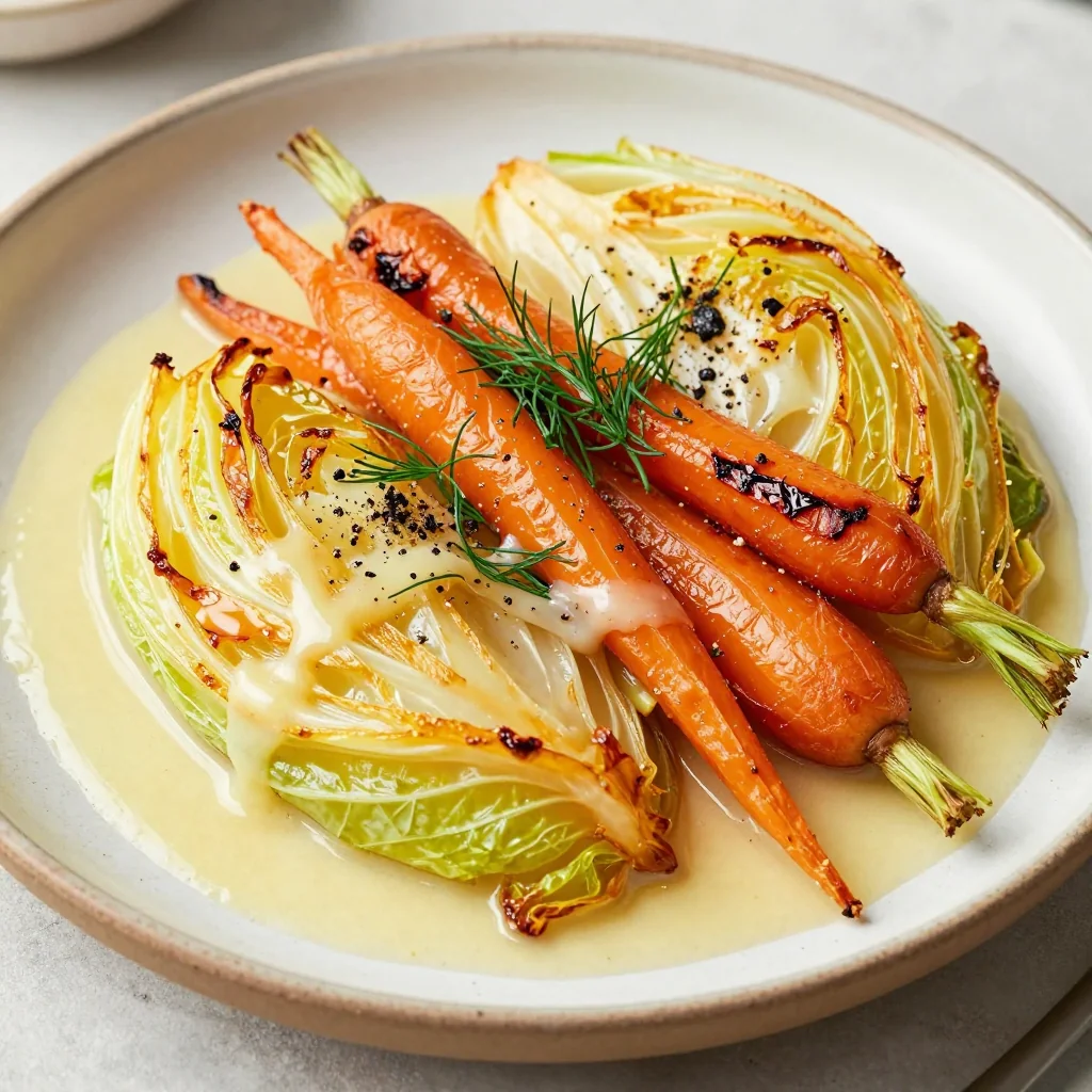 creamy lemon roasted cabbage and carrots for healthy january eating
