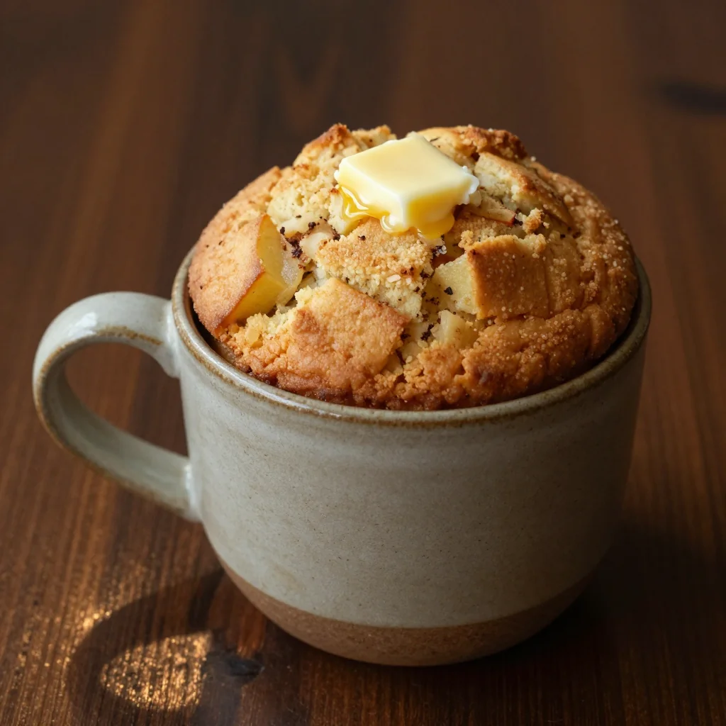 Warm Apple Cinnamon Muffin in a Mug for Breakfast