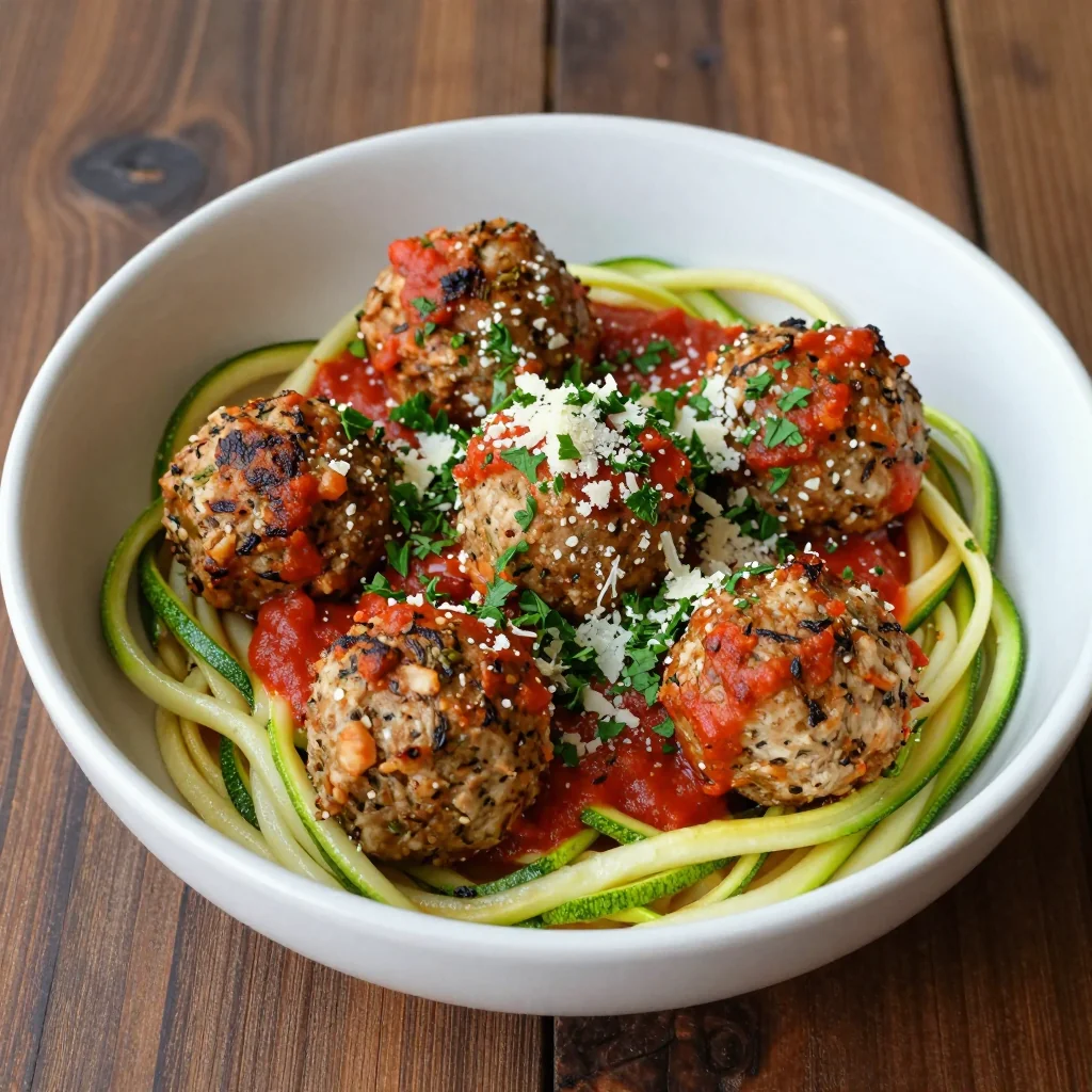 Clean Eating Turkey Meatballs with Zoodles for a Low-Carb Meal