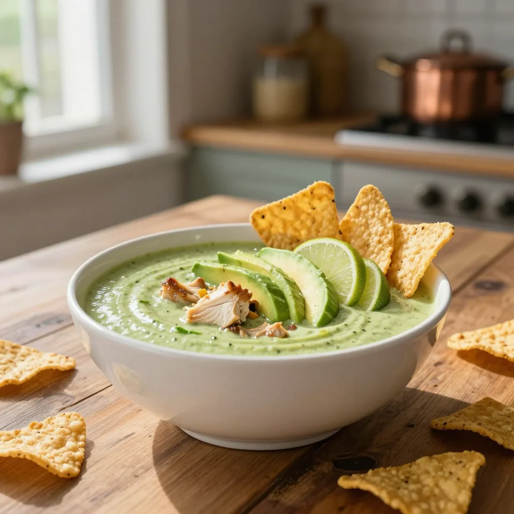 Chicken Avocado Lime Soup with Tortilla Strips