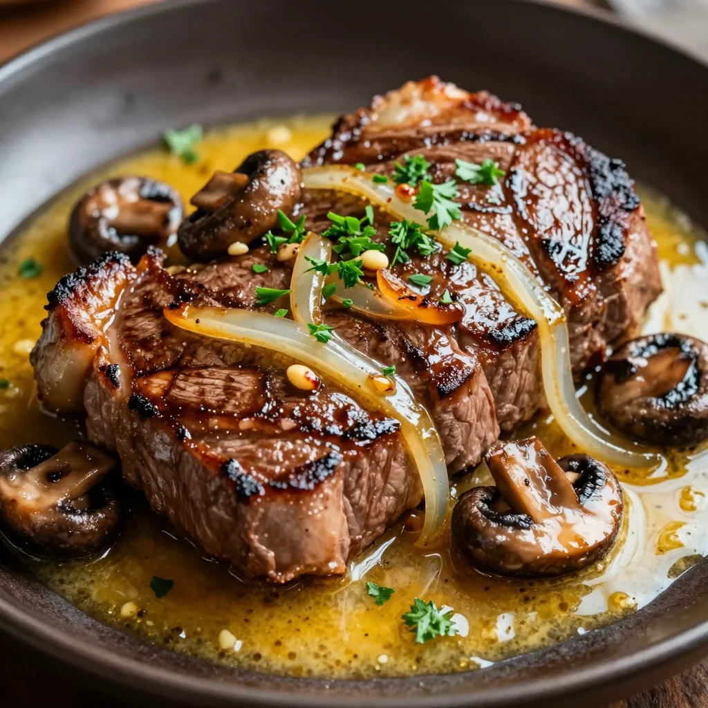 Easy Garlic Butter Steak Tips with Mushrooms and Onions