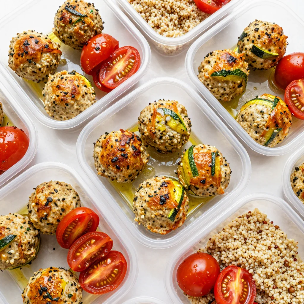 Healthy Turkey Meatballs with Zucchini for Meal Prep