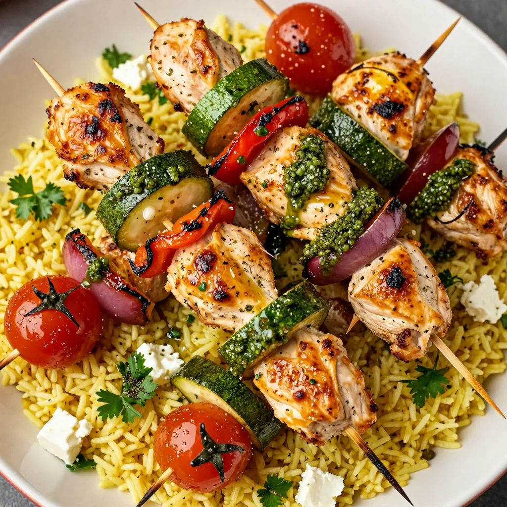 Baked Chicken Kebabs With Mediterranean Veggies