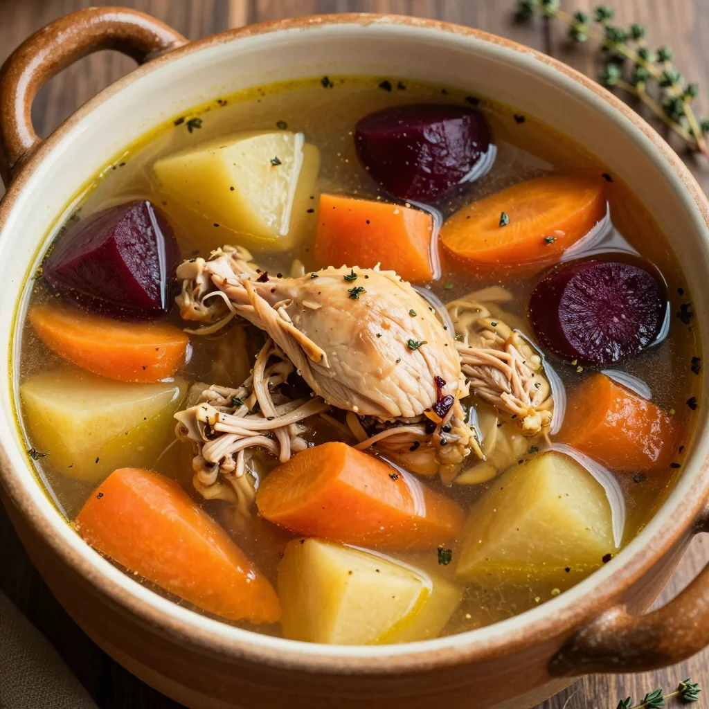 healthy onepot chicken and root vegetable soup for cold nights