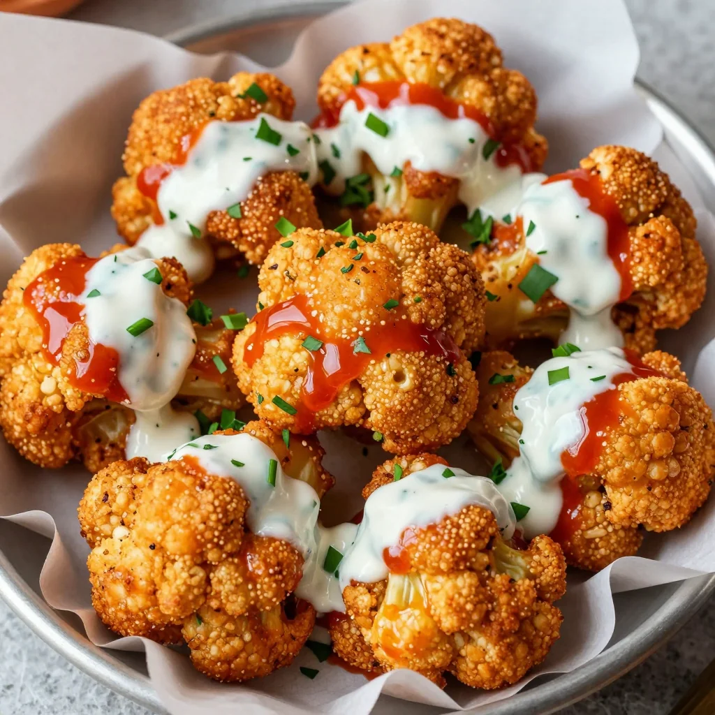 Crispy Cauliflower Bites with Buffalo Sauce for Game Day