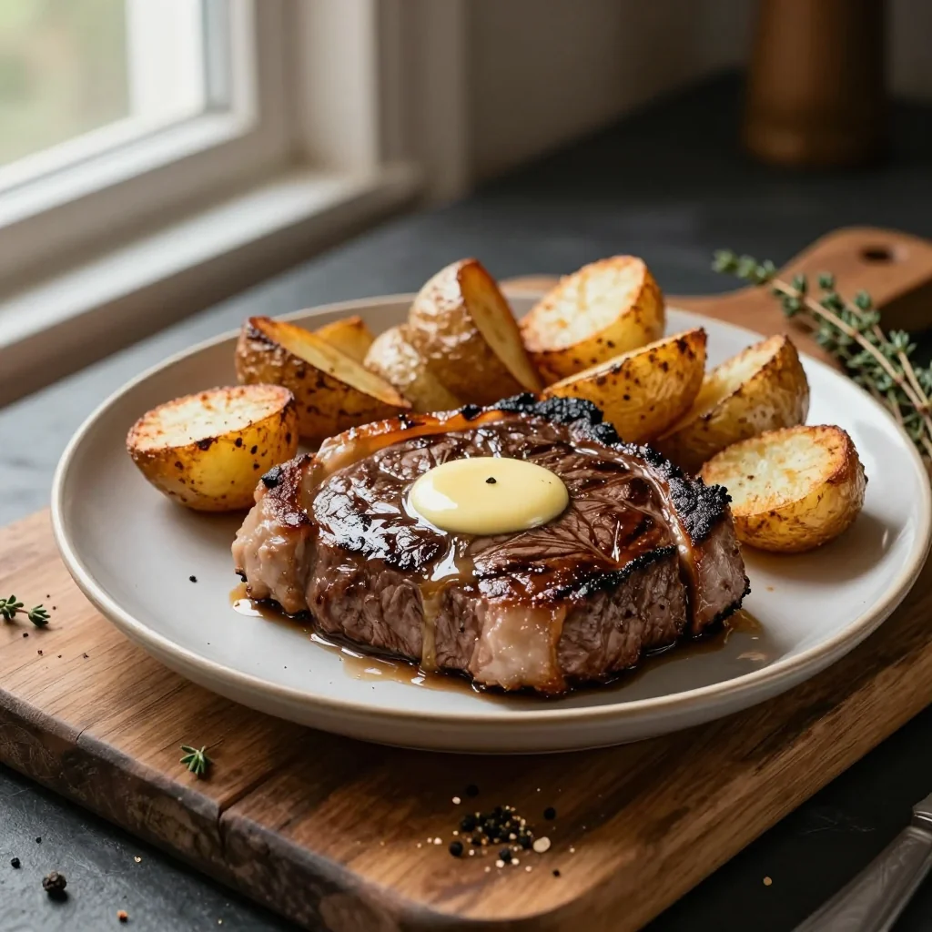 Garlic Butter Steak with Roasted Potatoes