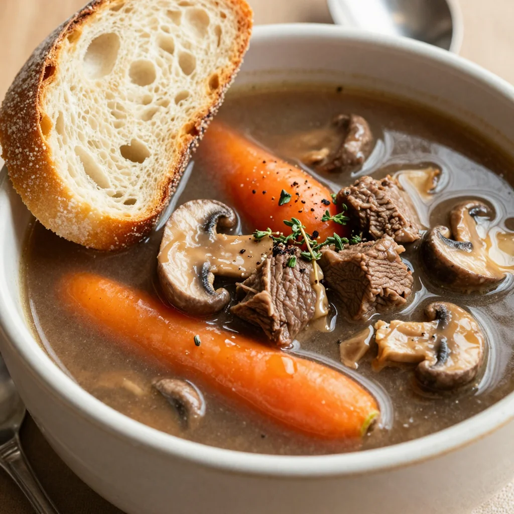 Warm Beef and Mushroom Soup for a Rich Winter Lunch