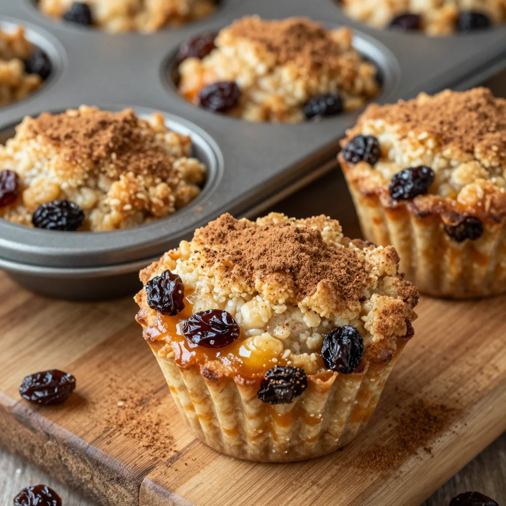 Freezer-Friendly Breakfast Oatmeal Cups with Raisins and Cinnamon
