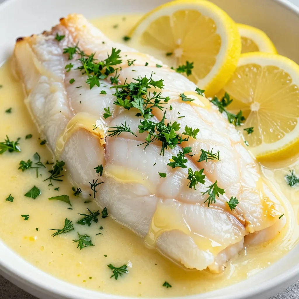 Easy Baked Fish with Lemon Butter Sauce and Fresh Herbs