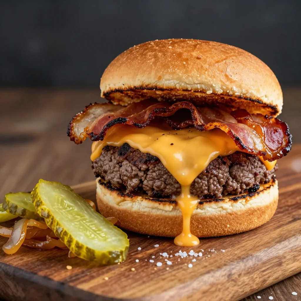 NFL Playoff Bacon Cheeseburger Sliders with Pickles and Onions