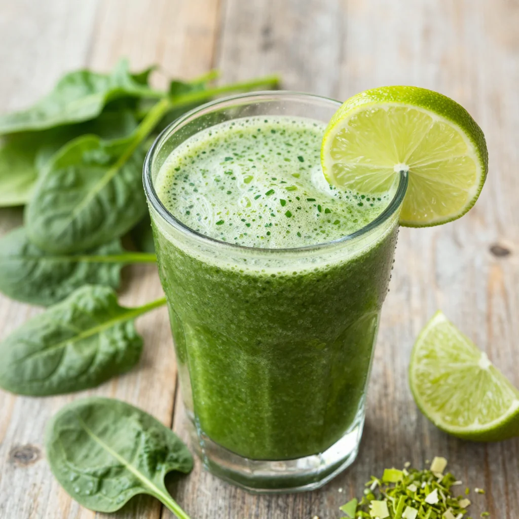 Green Detox Smoothie Packed with Spinach and Lime