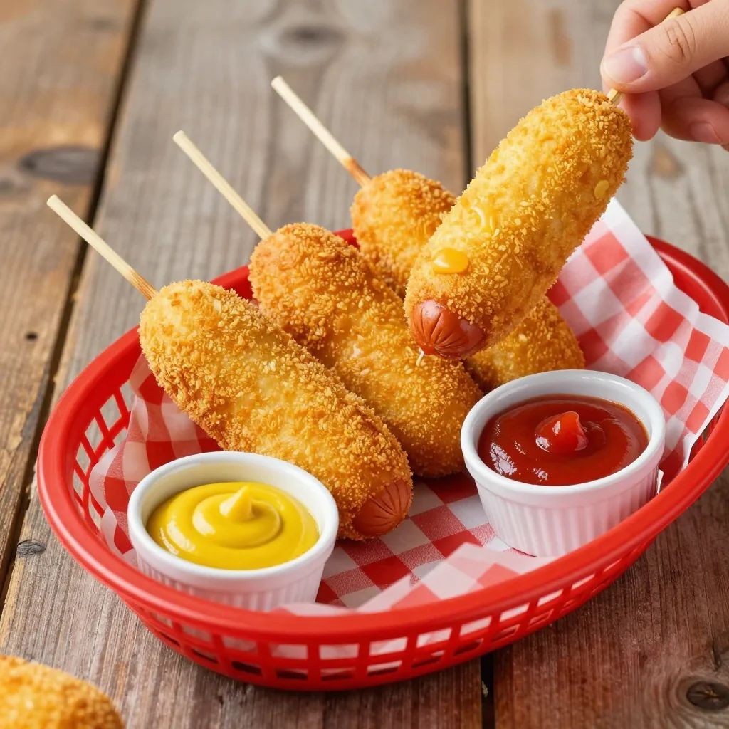 Kid Friendly Mini Corn Dogs with a Cornbread Coating