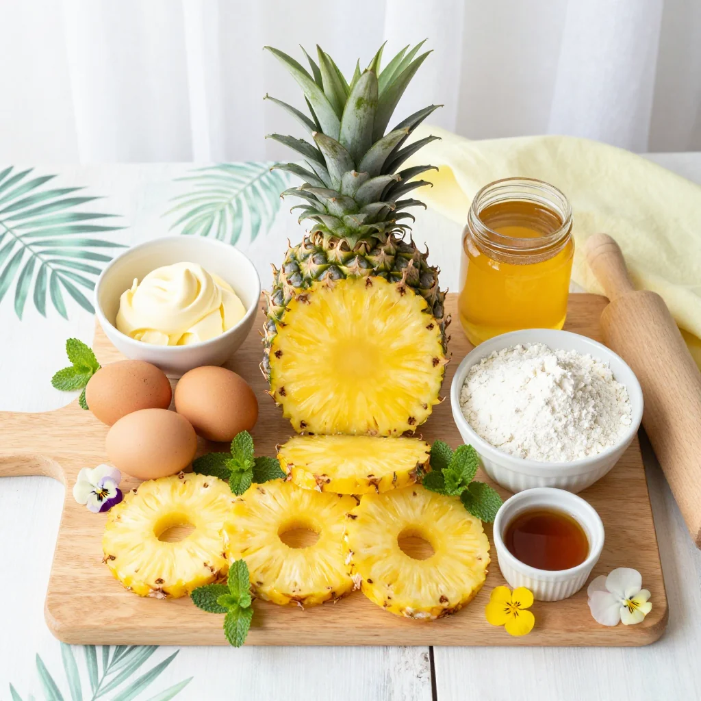 All ingredients laid out for Pineapple Sunshine Cake</div>
        <figcaption>All ingredients gathered and ready.</figcaption>
      </figure>
    </div>
  </div>

  <div class=