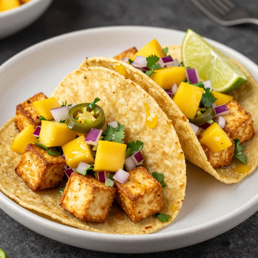 Crispy Tofu Tacos with Mango Salsa for a Vegan Dinner