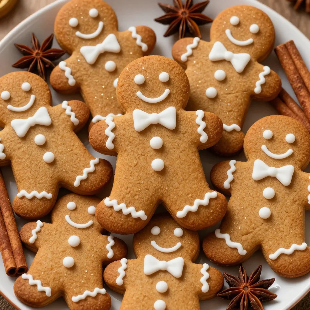 homemade gingerbread men cookies with royal icing for holiday baking