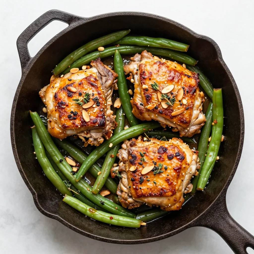 Budget Dinner One Skillet Chicken Thighs and Green Beans