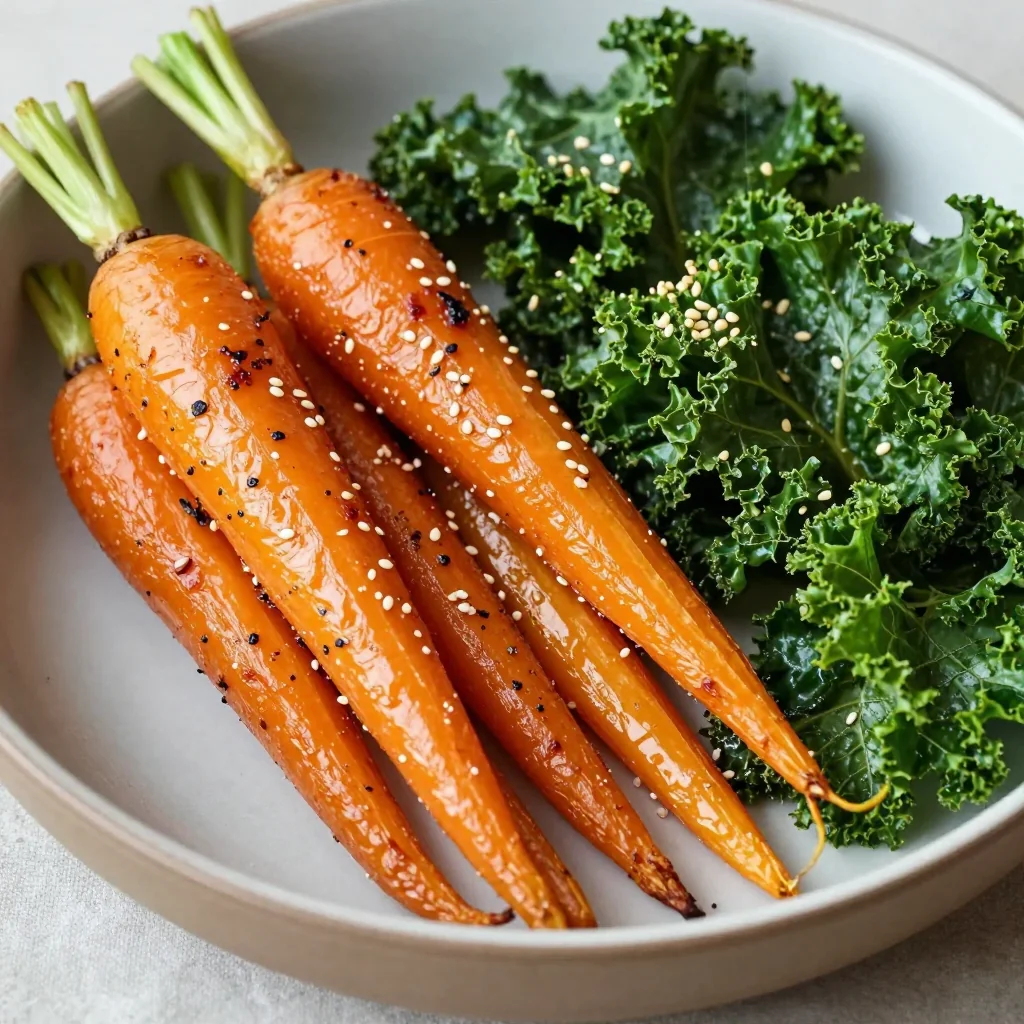 comforting garlic roasted carrots and kale for budget dinners
