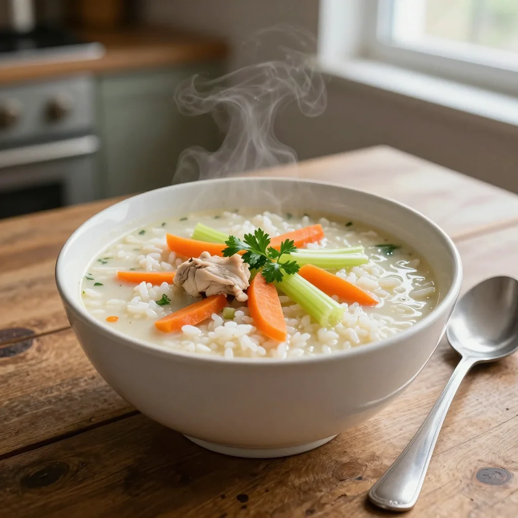 Chicken Rice Soup with Carrots and Celery