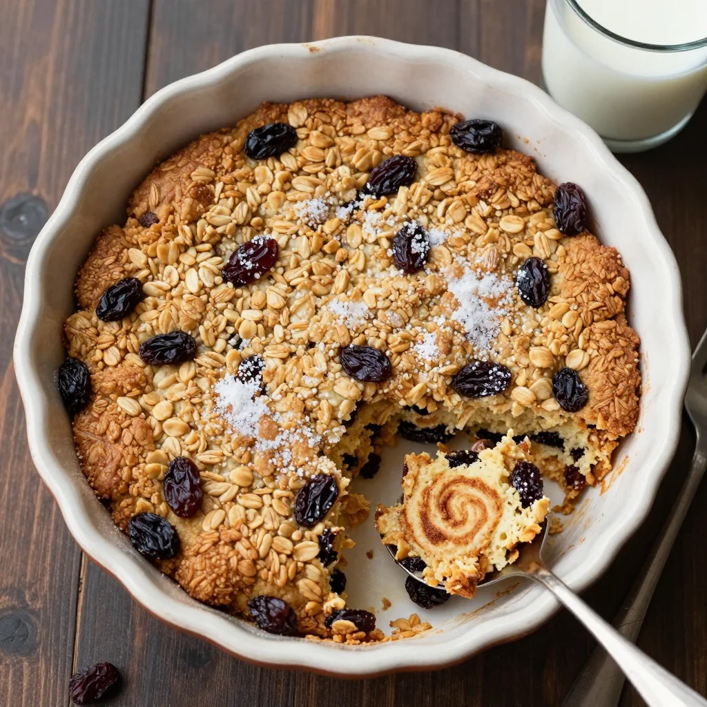 Warm Slow Cooker Oatmeal Raisin Cookie Breakfast Bake