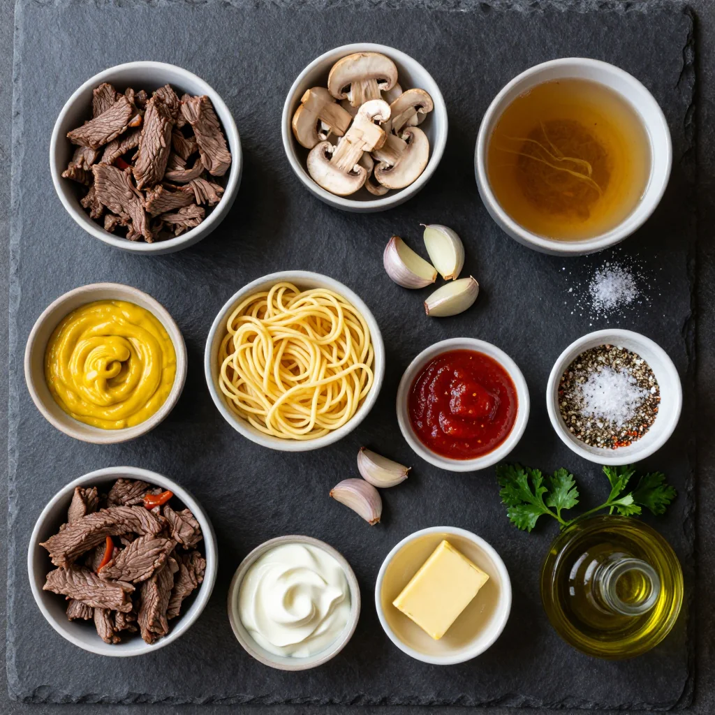 Ingredients for Cozy Beef Stroganoff