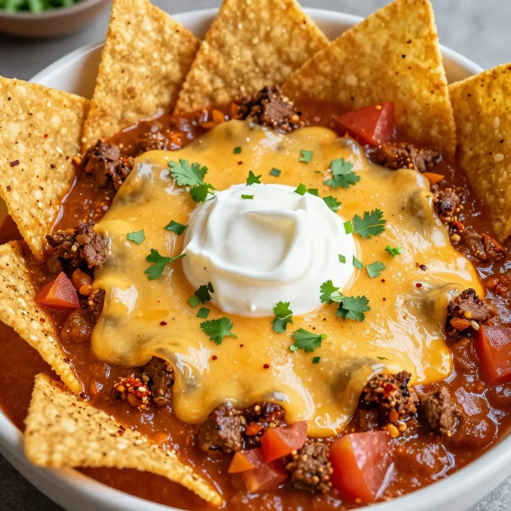 NFL Playoff Chili Cheese Dip with Tortilla Chips