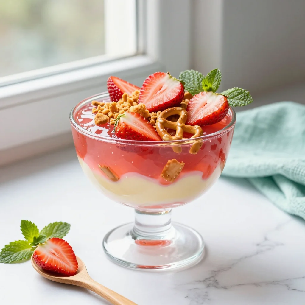 Strawberry Pretzel Salad with Jello Layer