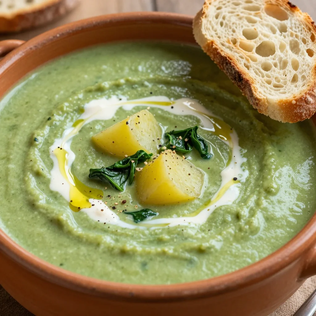 creamy spinach and potato soup for cozy winter dinner evenings