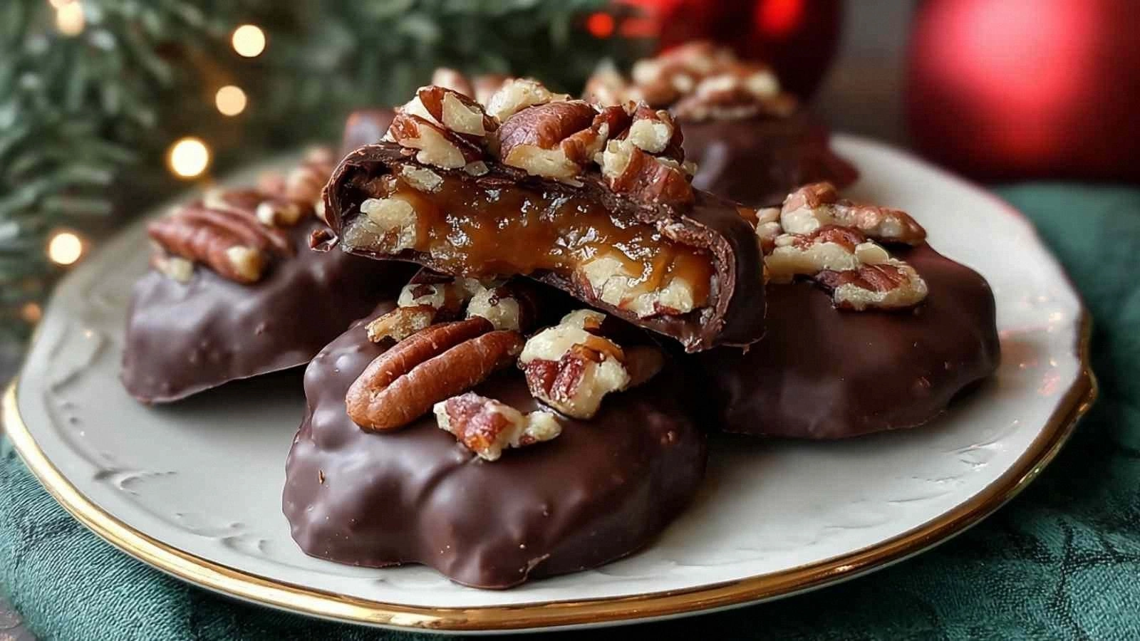 Easy Christmas Pecan Turtles