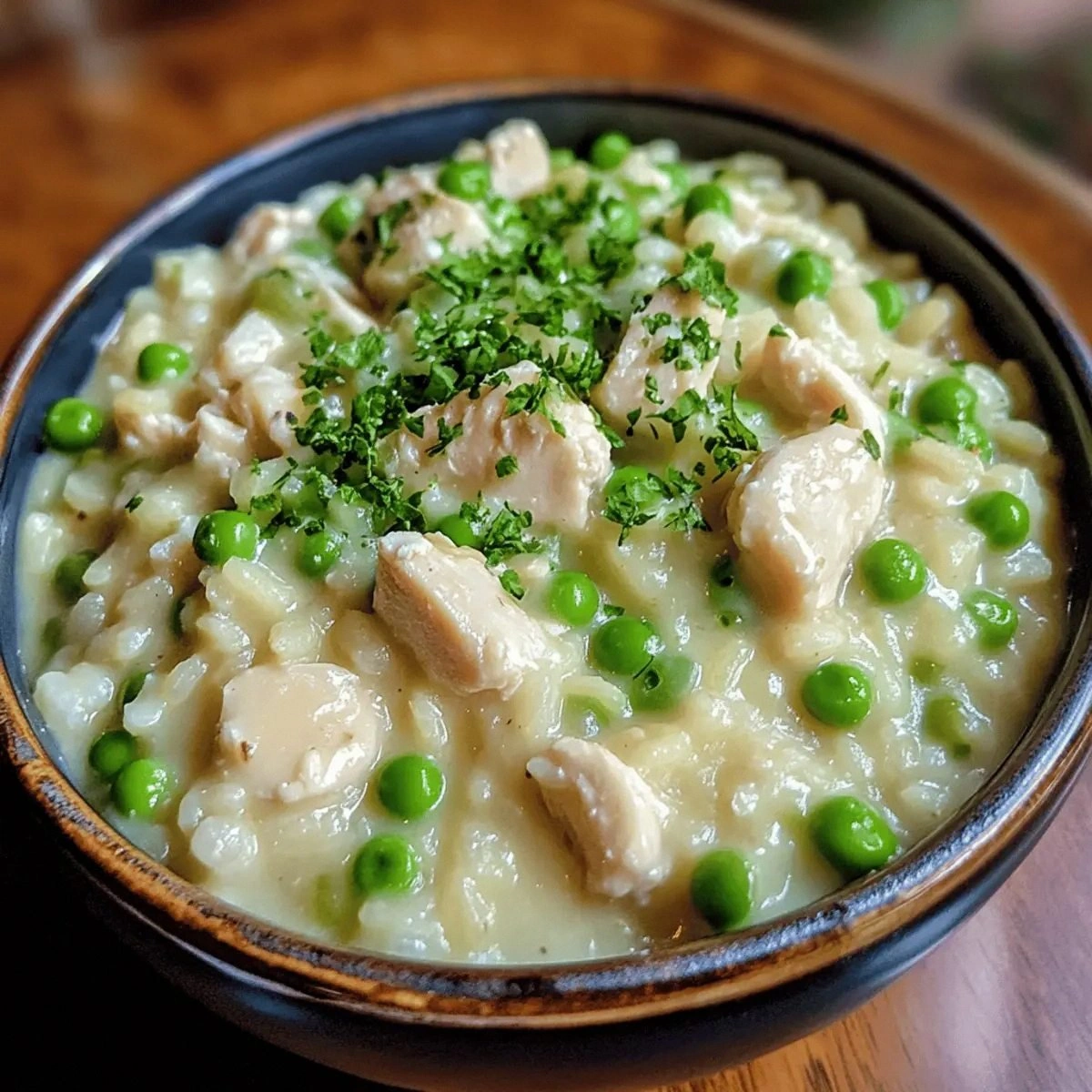 Easy Creamy Chicken & Pea Riso