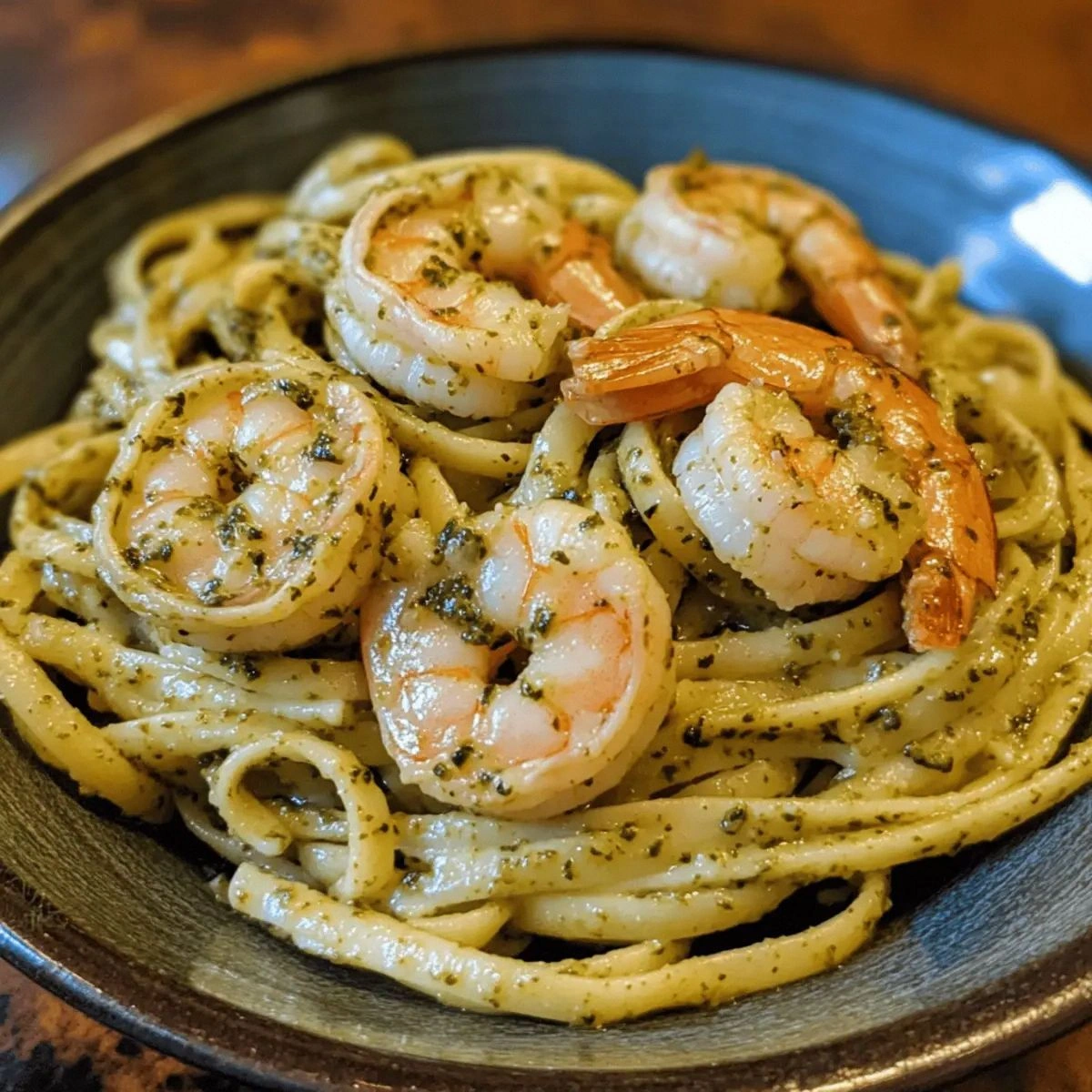 Easy Creamy Pesto Shrimp Pasta