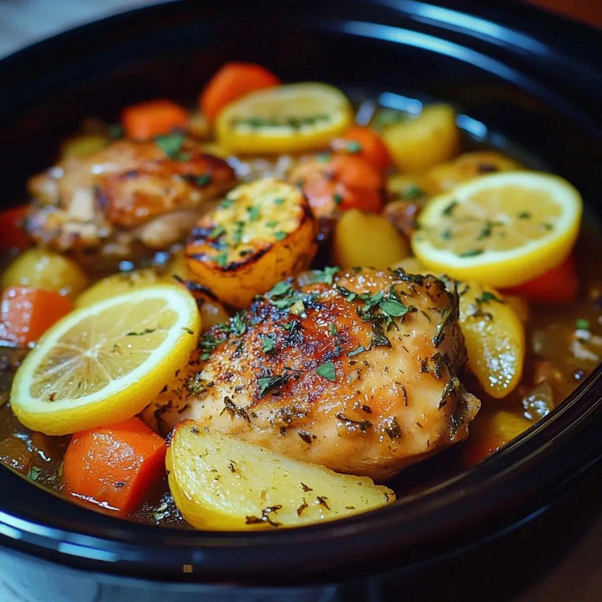 Easy Crockpot Lemon Herb Chick