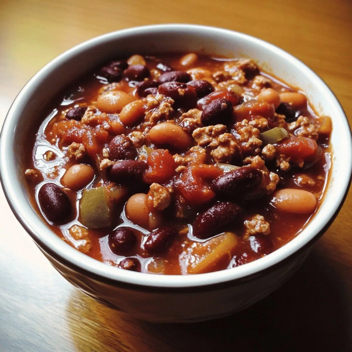 Easy Crockpot Turkey Chili wit
