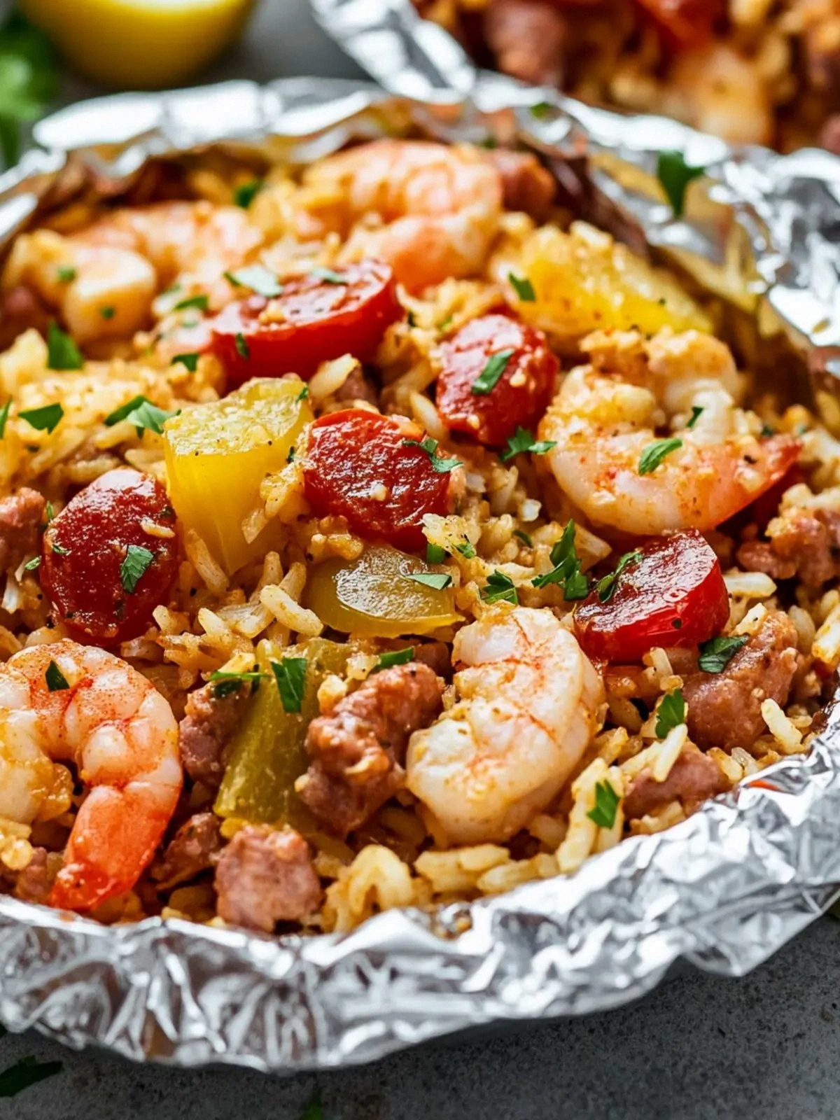 Easy Jambalaya Foil Packets fo